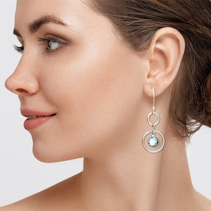 ⭕ Natural Gemstones Round Shape 925 Sterling Silver Earrings - Multi-Color Options