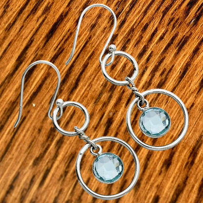⭕ Natural Gemstones Round Shape 925 Sterling Silver Earrings - Multi-Color Options