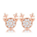 18k Rose Gold Plated Clear CZ Reindeer Earrings