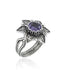 Filigree Art Amethyst Gemstone Daisy Flower Women Silver Cocktail Ring