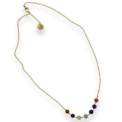 Chakra Balance Necklace with Natural Gemstones and Charm