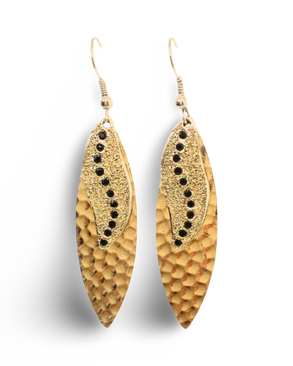 Navette Sun Rays Earrings - Urban Charm Black Crystal Statement Earrings
