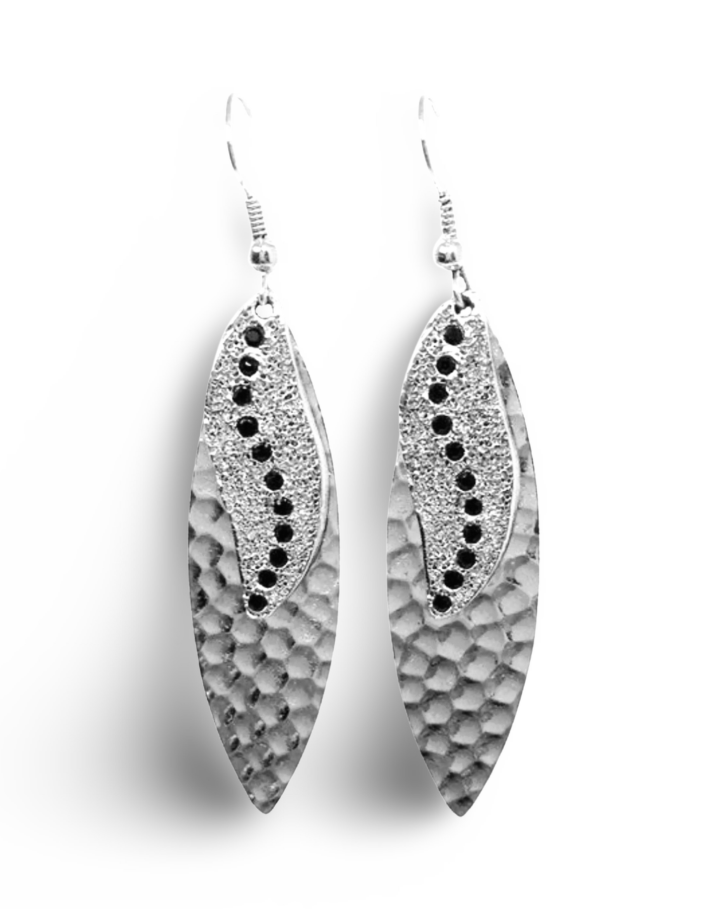 Navette Sun Rays Earrings - Urban Charm Black Crystal Statement Earrings