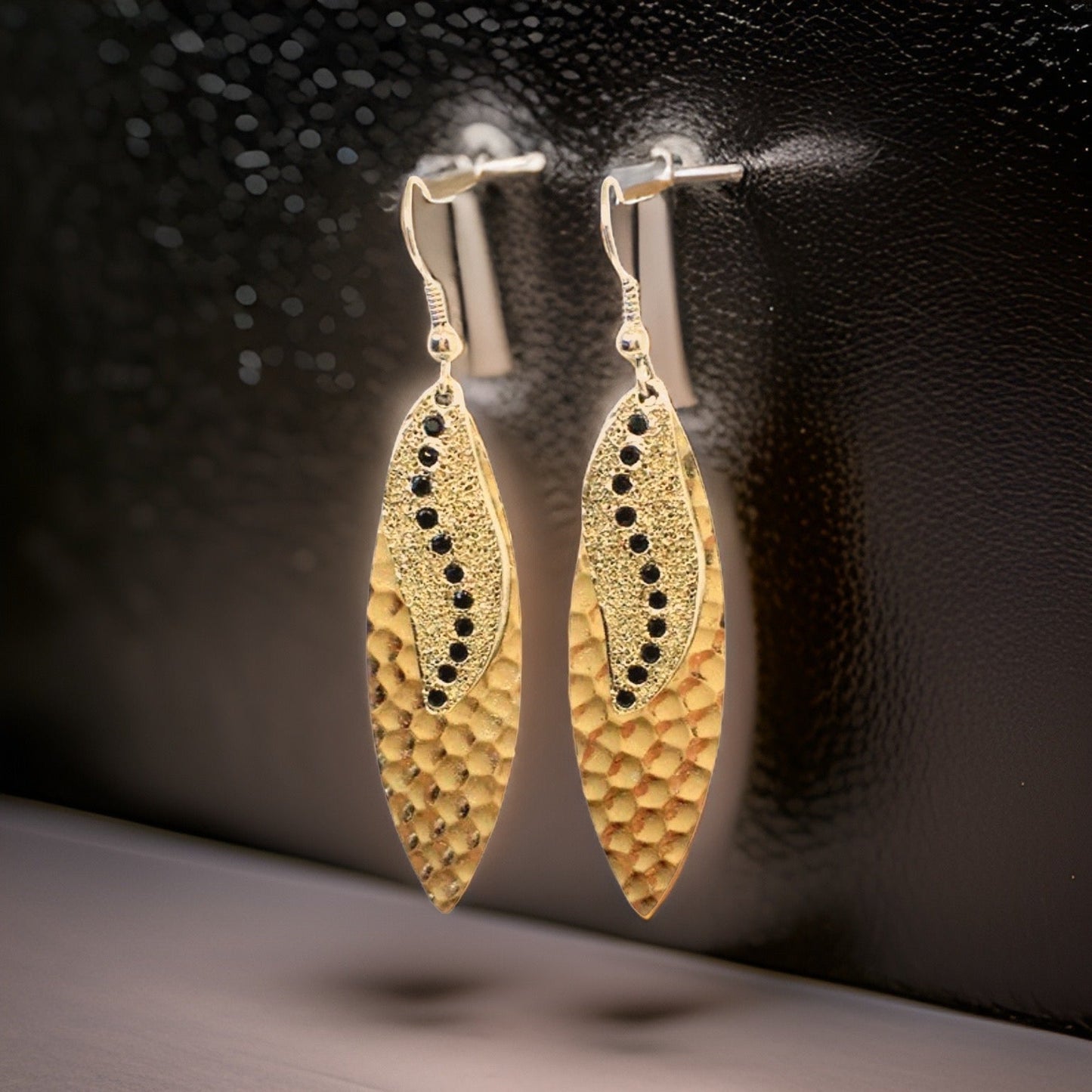 Navette Sun Rays Earrings - Urban Charm Black Crystal Statement Earrings