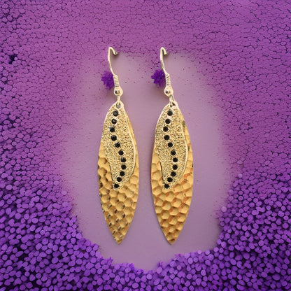 Navette Sun Rays Earrings - Urban Charm Black Crystal Statement Earrings