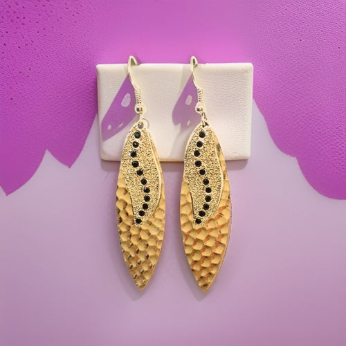 Navette Sun Rays Earrings - Urban Charm Black Crystal Statement Earrings