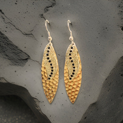 Navette Sun Rays Earrings - Urban Charm Black Crystal Statement Earrings