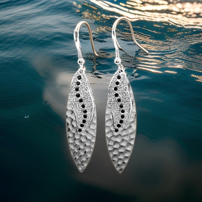 Navette Sun Rays Earrings - Urban Charm Black Crystal Statement Earrings