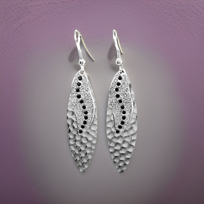 Navette Sun Rays Earrings - Urban Charm Black Crystal Statement Earrings