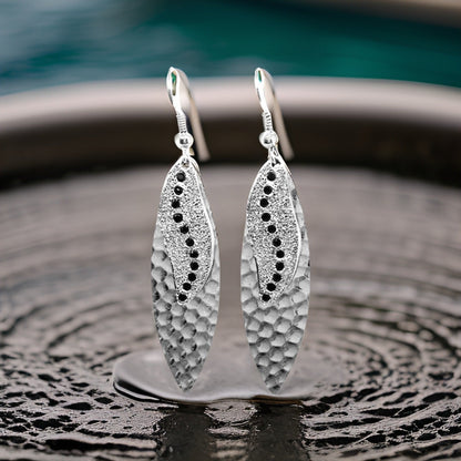 Navette Sun Rays Earrings - Urban Charm Black Crystal Statement Earrings