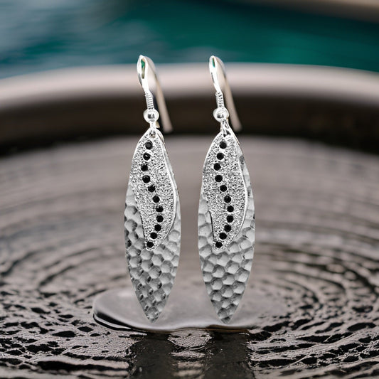 Navette Sun Rays Earrings - Urban Charm Black Crystal Statement Earrings