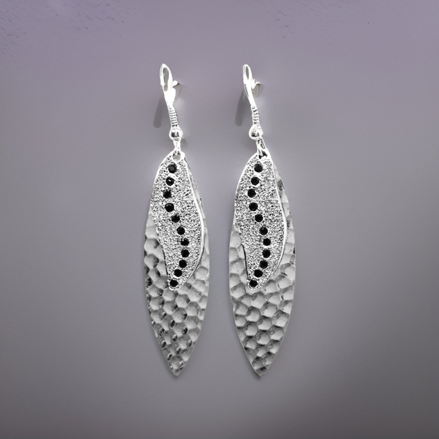 Navette Sun Rays Earrings - Urban Charm Black Crystal Statement Earrings