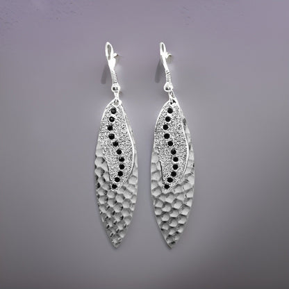 Navette Sun Rays Earrings - Urban Charm Black Crystal Statement Earrings