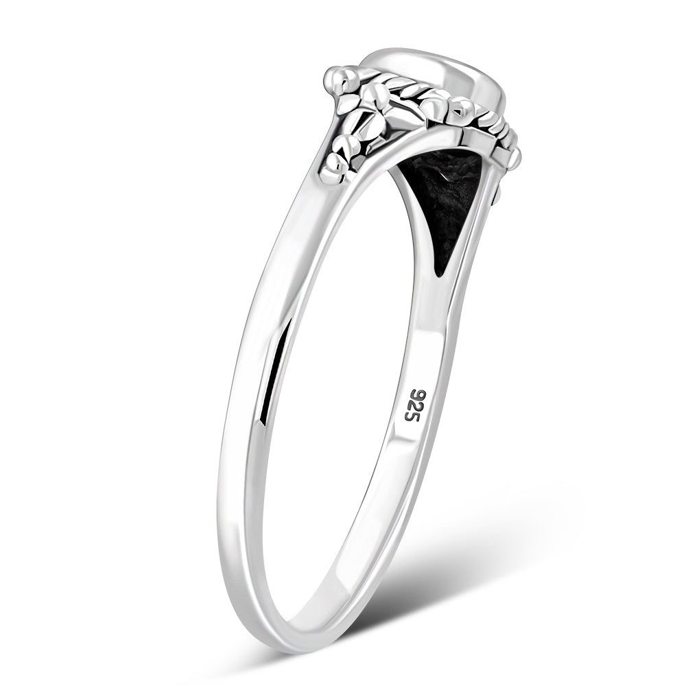 Heart Synthetic Blue Opal Sterling Silver Ring