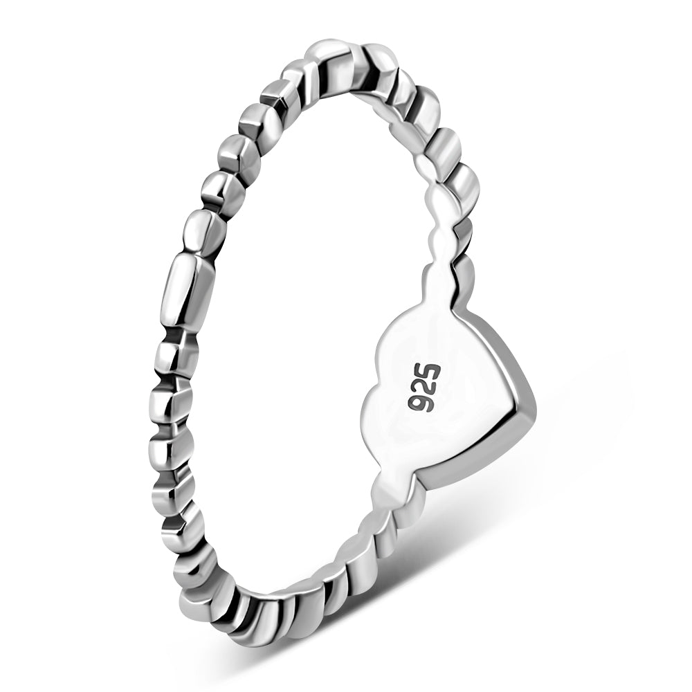 Mother of Pearl Heart Sterling Silver Ring