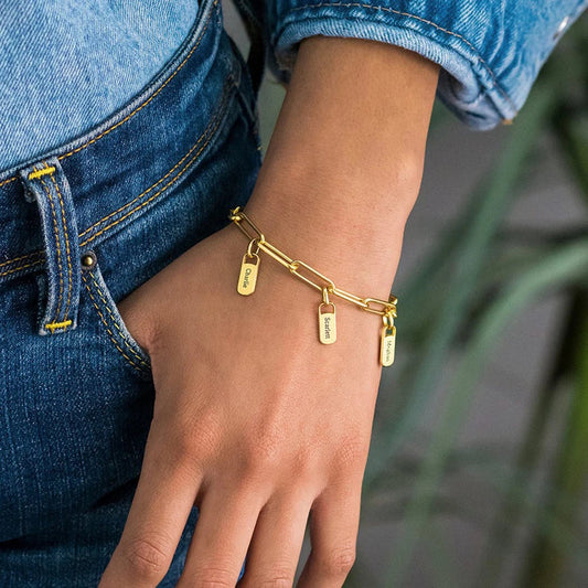 Custom Multiple Nameplate Pendant Bracelets Jewelry Gift