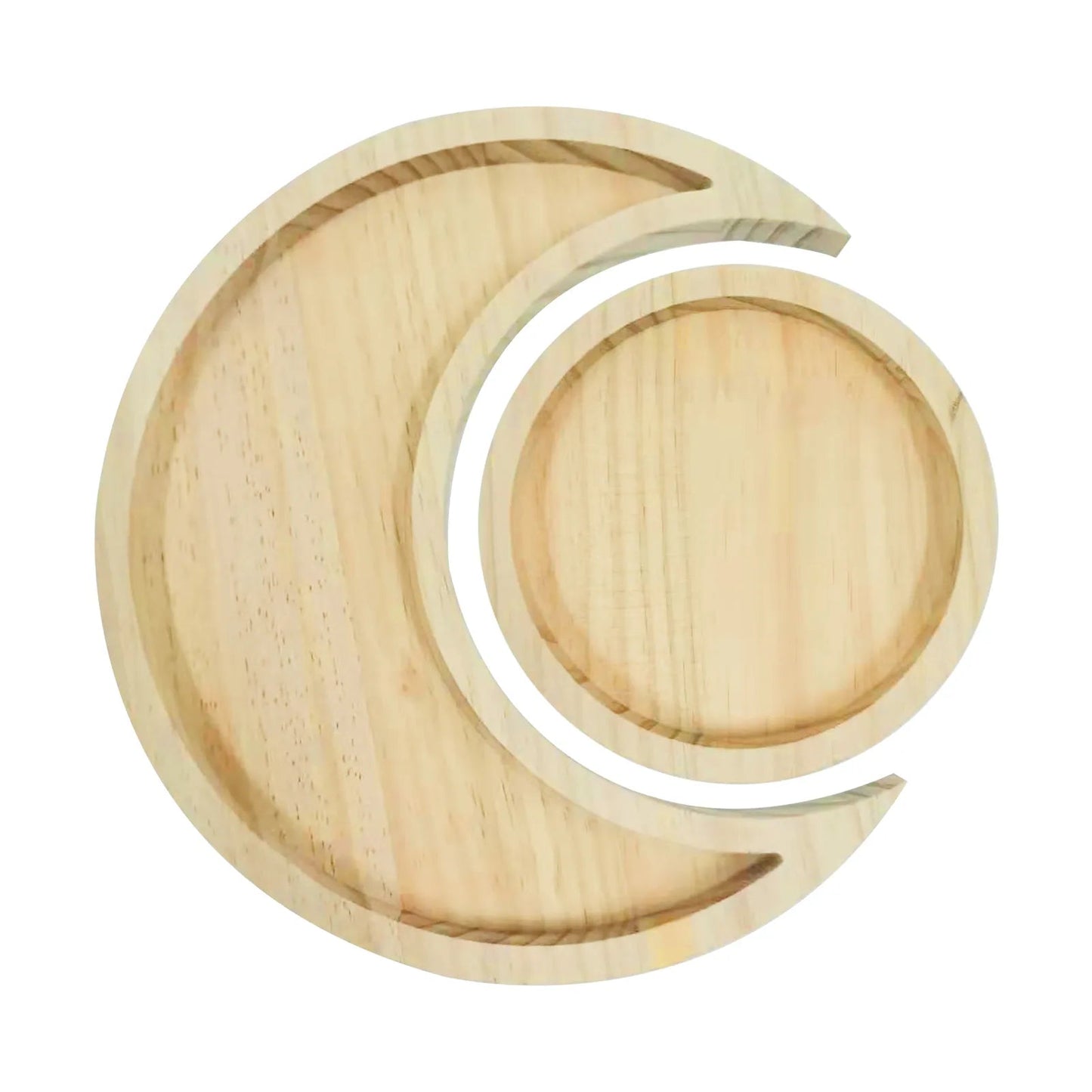 Crystal Display Wooden Sun & Moon Tray Decor For Jewelry and Stones