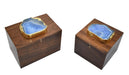 Elegant Square Wooden Jewelry Box with Agate Top