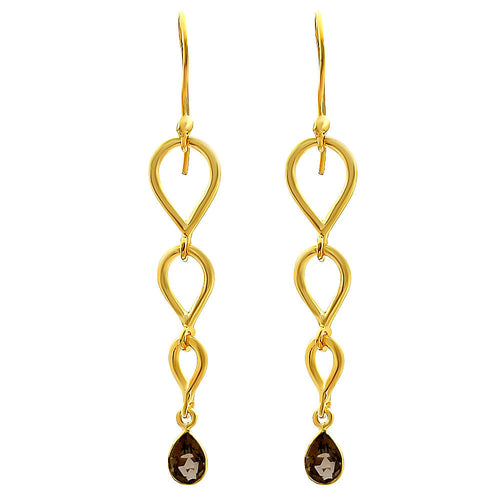 18K Gold Over Brass Natural Gemstones Pear Shape Earrings