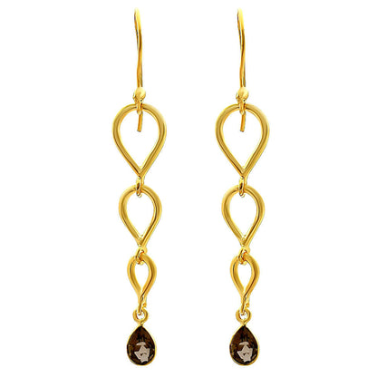 18K Gold Over Brass Natural Gemstones Pear Shape Earrings