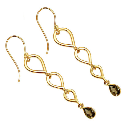 18K Gold Over Brass Natural Gemstones Pear Shape Earrings