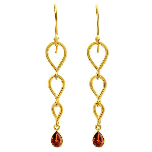 18K Gold Over Brass Natural Gemstones Pear Shape Earrings