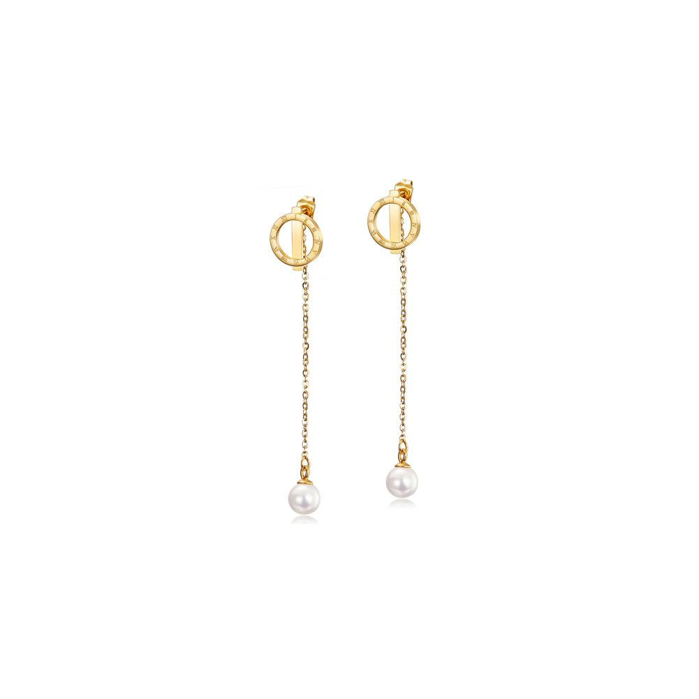 💎 Pearl Front/Back Dangle Earrings - Elegant Two-Way Style