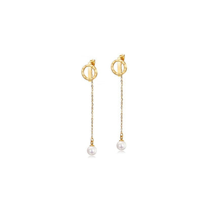 💎 Pearl Front/Back Dangle Earrings - Elegant Two-Way Style