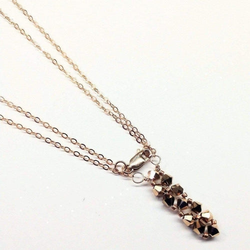 Super Sparkly Crystal Rock Candy Beaded Rose Gold Crystal Bar Necklace