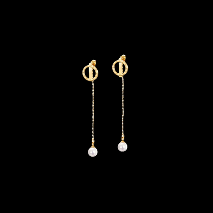 💎 Pearl Front/Back Dangle Earrings - Elegant Two-Way Style