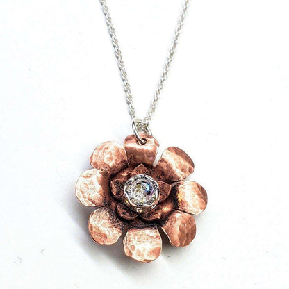 Copper Swarovski Crystal Flower Spinner Necklace - Original Alexa Martha Design