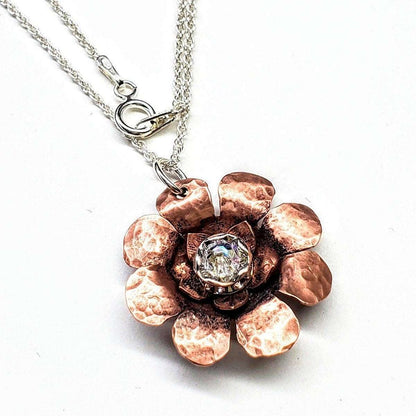 Copper Swarovski Crystal Flower Spinner Necklace - Original Alexa Martha Design