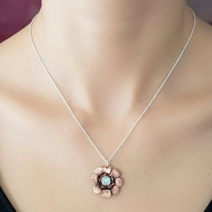 Copper Swarovski Crystal Flower Spinner Necklace - Original Alexa Martha Design