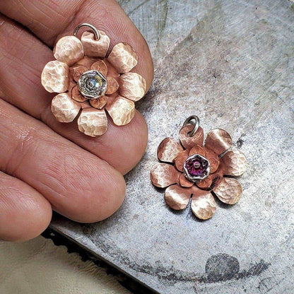 Copper Swarovski Crystal Flower Spinner Necklace - Original Alexa Martha Design