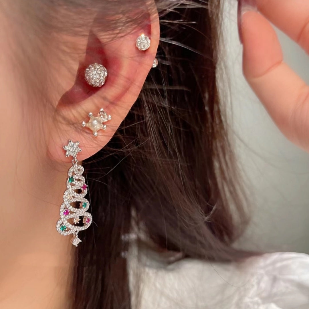 🎄 Sparkling Christmas Tree Tassel Earrings - Colorful Zircon Holiday Statement Jewelry