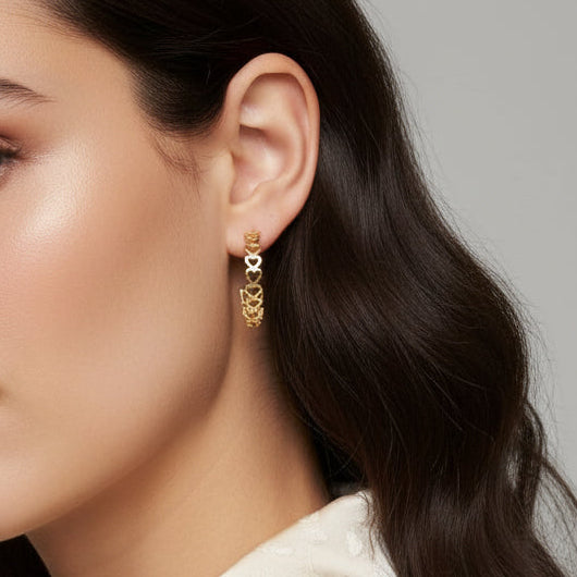 Linked Heart Hoop Earrings