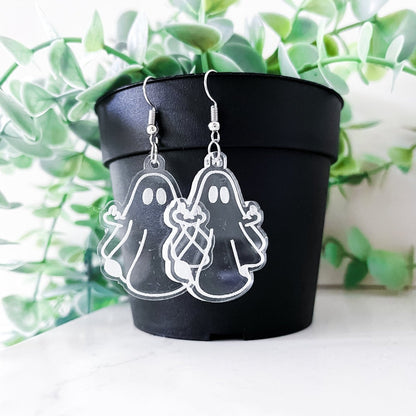 Clear Acrylic Ghost Dangle Earrings