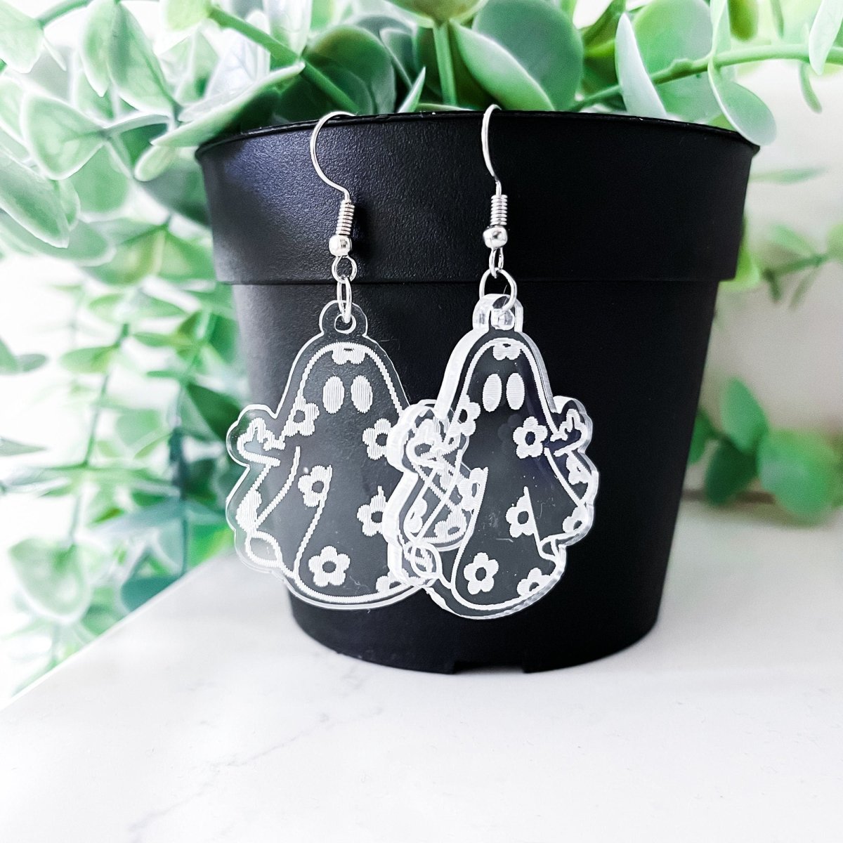 Clear Acrylic Ghost Dangle Earrings