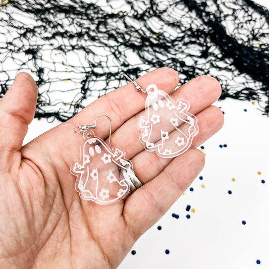 Clear Acrylic Ghost Dangle Earrings