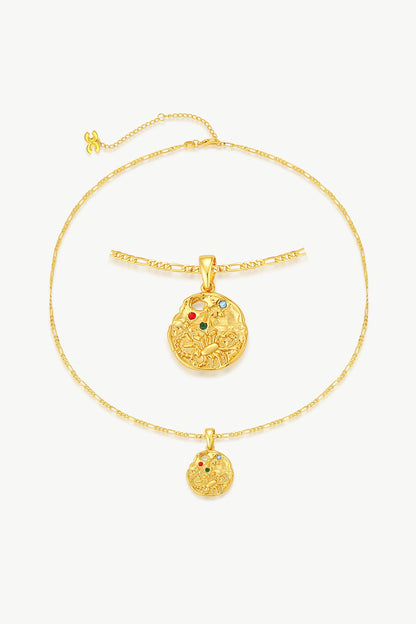 Gold Sculptural Zodiac Sign Pendant Necklace Set