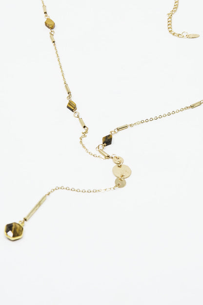 Golden Necklace With Stone Detail and Pendant