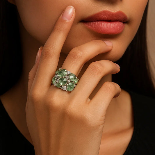 Sage Green Sterling Silver Ring - Serene Elegance
