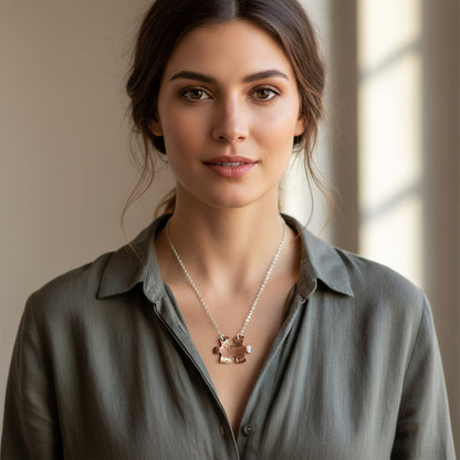 Handmade Hammered Copper Puzzle Piece Necklace