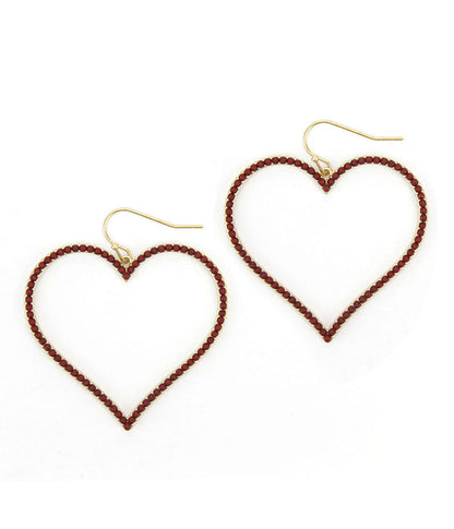 ❤️ Dark Red Seed Beads Heart Earrings - Handcrafted Love