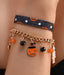 Halloween Pumpkin Charm & Fabric Bracelet Set