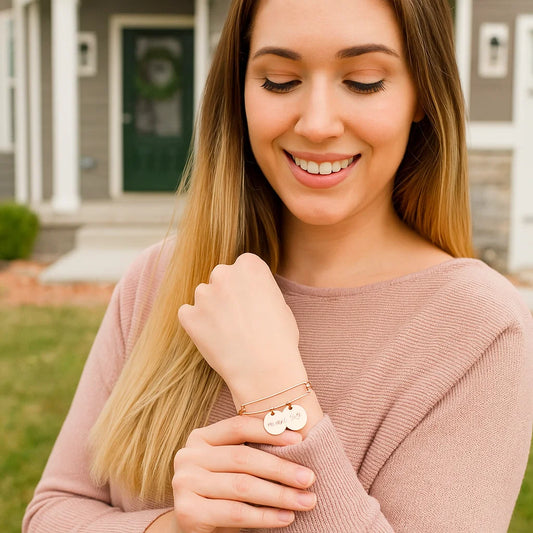 Personalized Silver Bangle - Custom Coordinates Bracelet