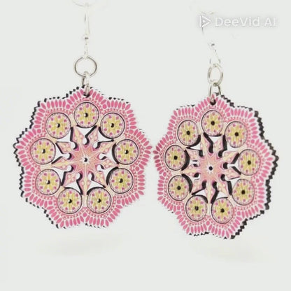 Spring Mandala Earrings - Pale Yellow & Pink Cuteness!