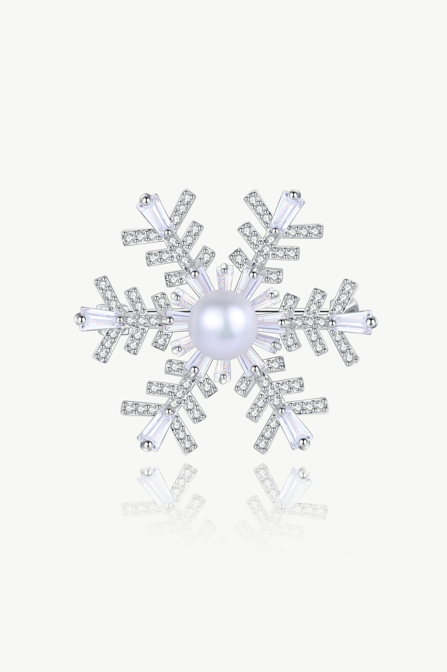 ❄️ Luxe Silver Pavé Snowflake Brooch & Necklace - Convertible Pearl Statement Piece