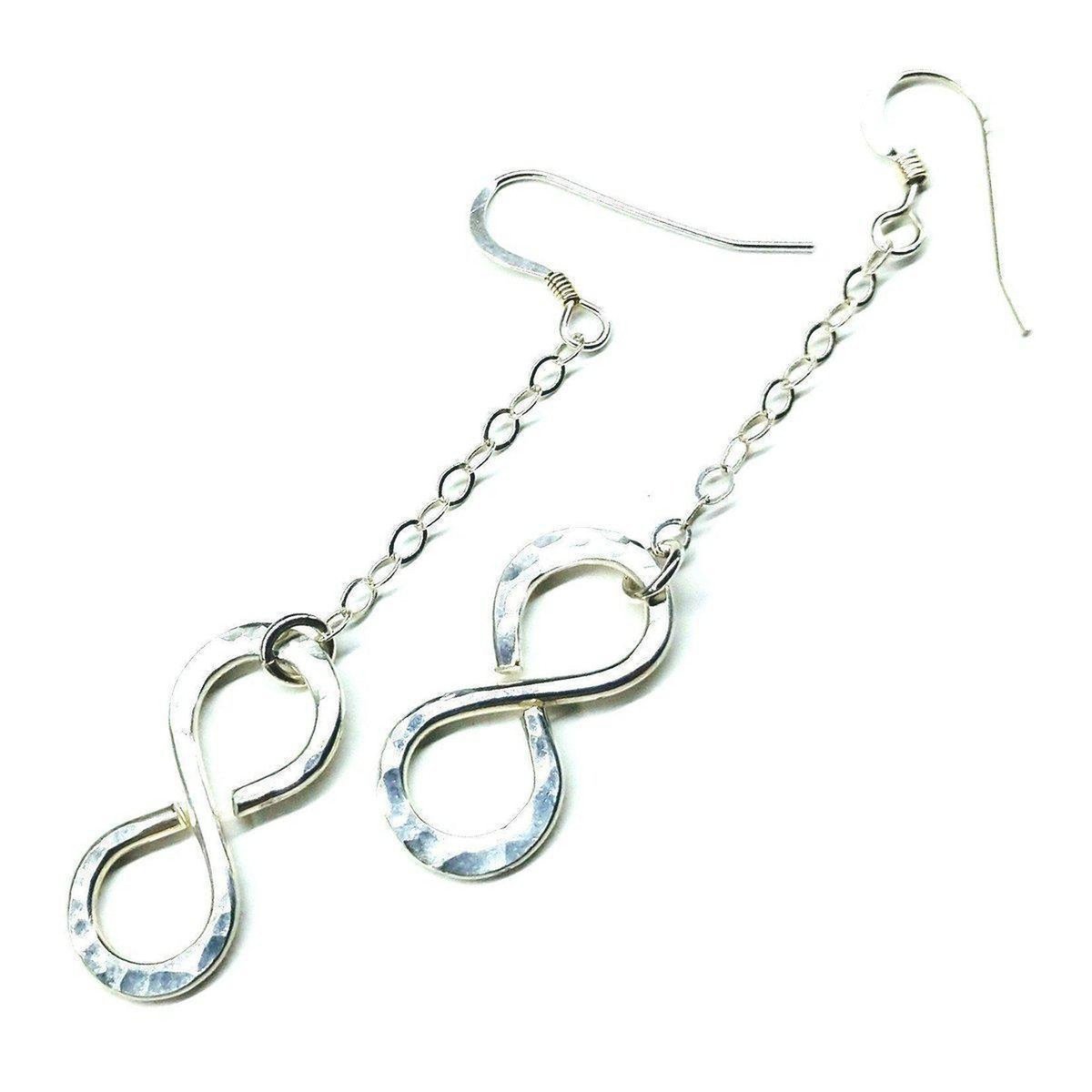Sterling Silver Hammer Patterned Infinity Earrings - Handcrafted Montana Jewelry