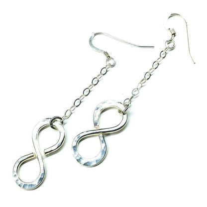 Sterling Silver Hammer Patterned Infinity Earrings - Handcrafted Montana Jewelry